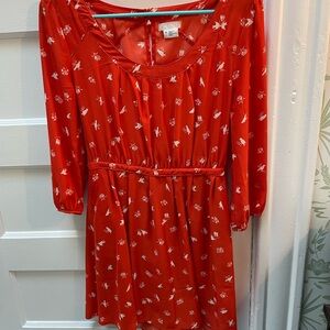 Cooperative Orange Dress with White Patterns